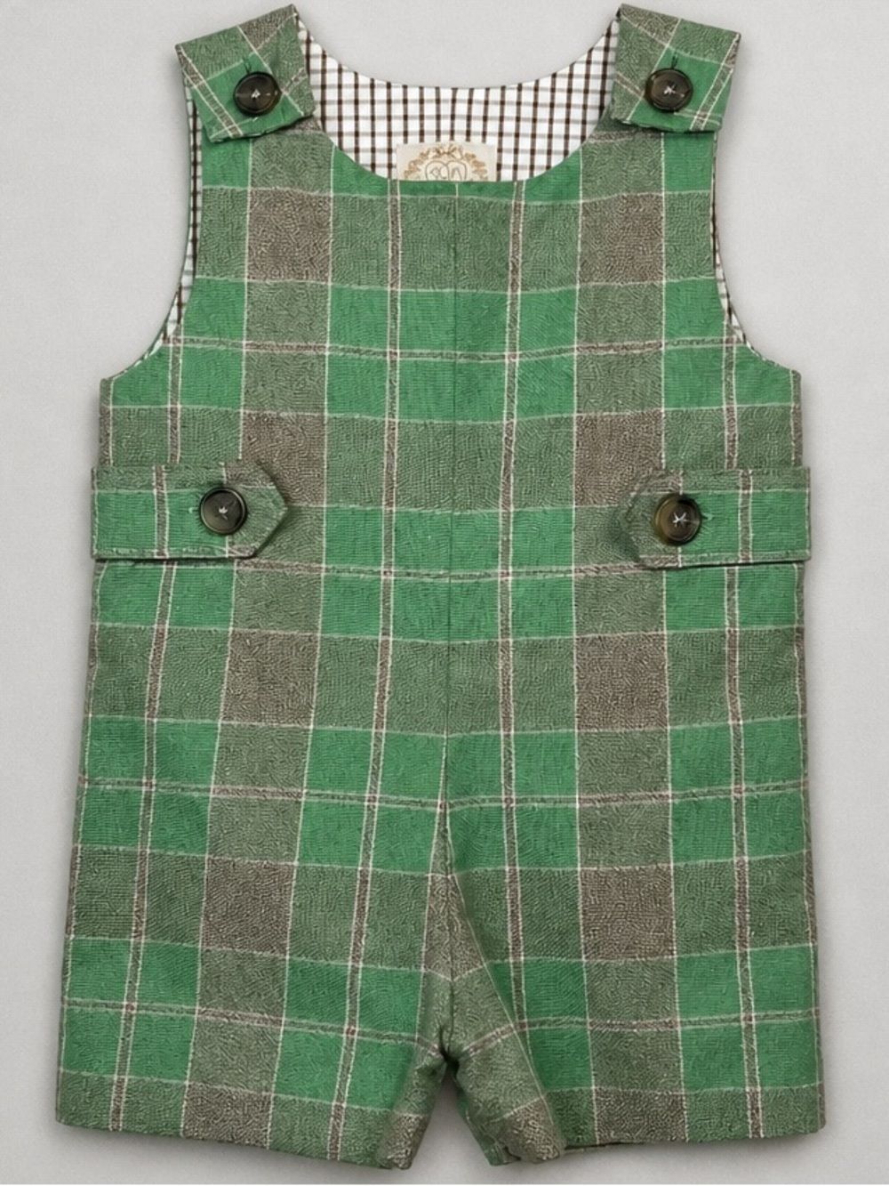 The Beaufort Bonnet Company Jack Keene Jon Jon in a green plaid flannel pattern